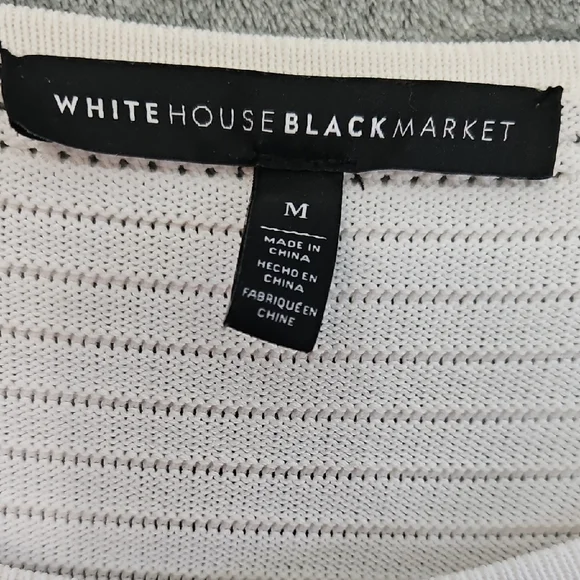 White House Black Market Med Ivory Textured Bell Sleeve Sweater pullover - Picture 2 of 9